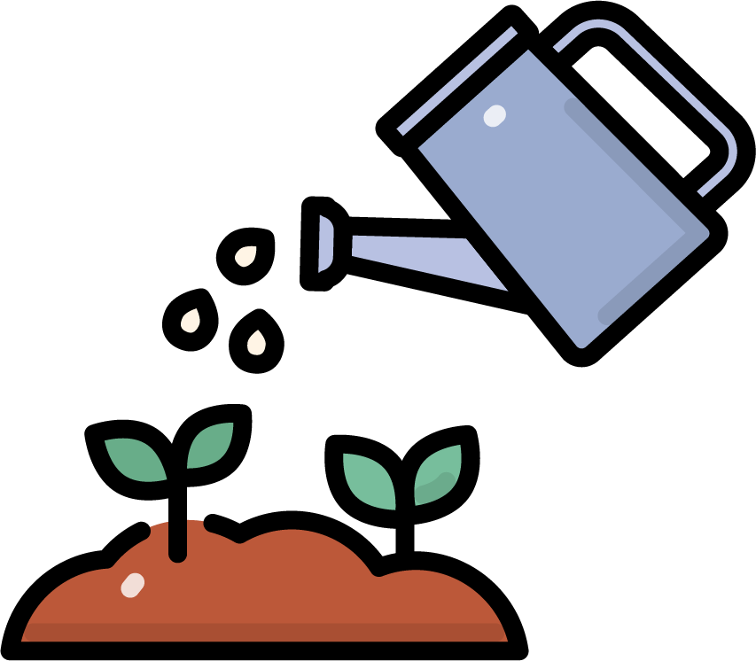 Icon of plants in dirt being watered